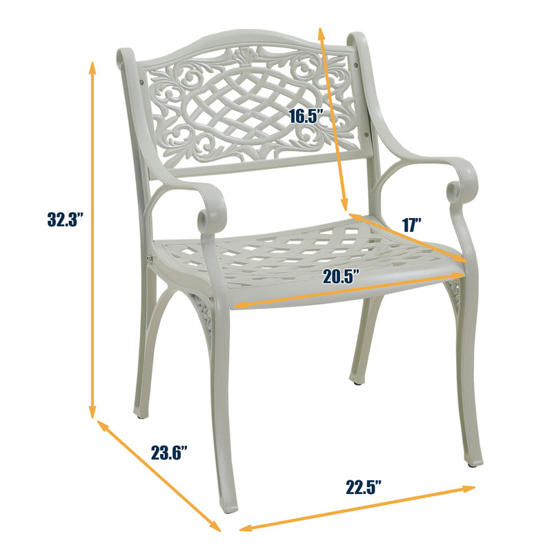 Chaise d'extérieur pour l'extérieur en fonte d'aluminium, Blanc