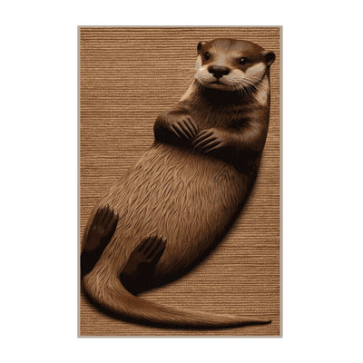 Washable Giant Otter Wildlife Area Rug