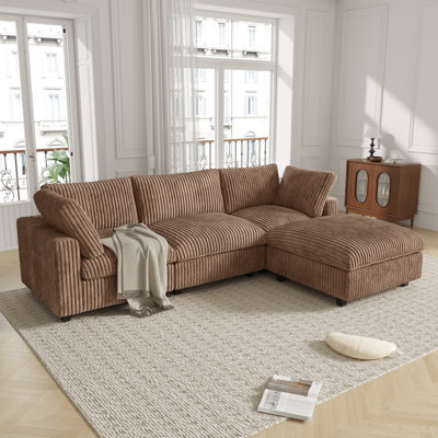 Doris 4 - Piece Wide Arm Upholstered Modular Sofa With Ottoman