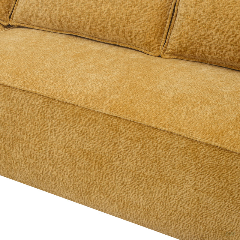 Canapé modulaire en L en chenille (canapé modulaire), Chenille jaune