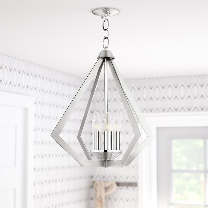 Lustre géométrique unique à 5 lumières Buckeys, Chrome poli