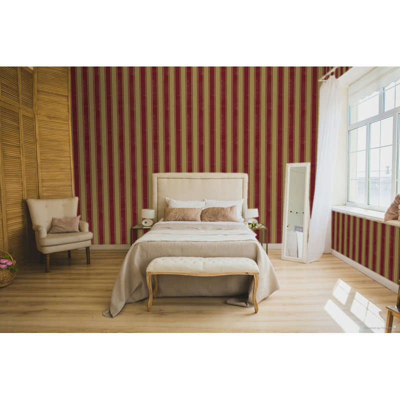 Italian Classics 4 Stripe 3D Embossed Wallpaper Roll, Red