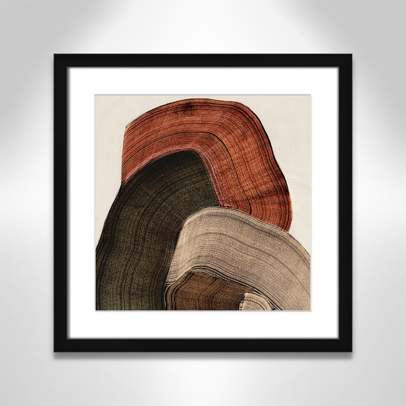 «Folded Earth I» par Casa Fine Arts, L 17 po x H 17 po, Imprimé mat, Noir satiné
