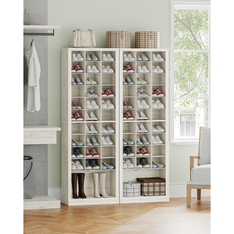 Cottrell 11-Tier Shoe Storage Cabinet, Free Standing Closet Organizers and Storage with 31 Open Cubbie, Space Saving Shoe Rack for Entryway, Bedroom,Beige
