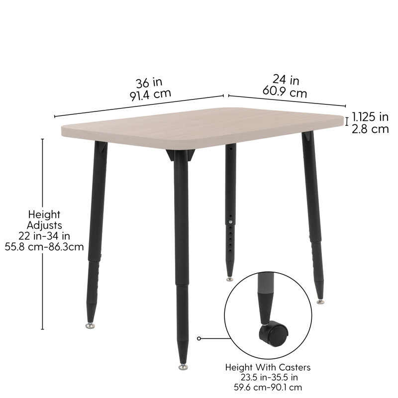 Table d'activité Adapte 24 x 36, 24 po x 36 po, Sable asiatique / noir