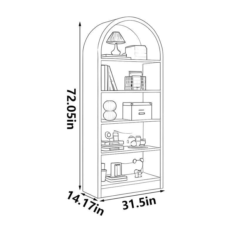 Patchett, (5 Shelves) 72.05"H x 31.5"W x 14.17"D
