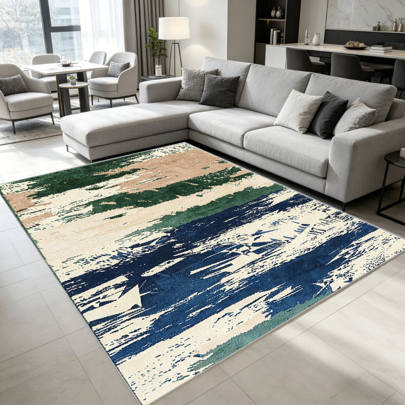 Green Blue Abstract carpet-easy to clean, machine-washable, soft and comfortable; suitable for door mats, kitchens, living rooms, bedrooms, corridors, and laundry areas. Easy to clean, durable carpet for home decoration.