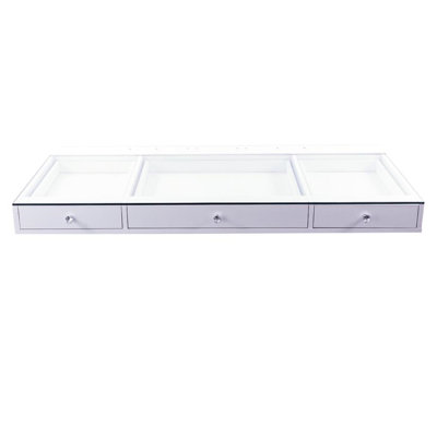 SlayStation Pro 2.0 Vanity Makeup Table Top with Clear View Glass Top and 3 Drawers for Makeup Organizer