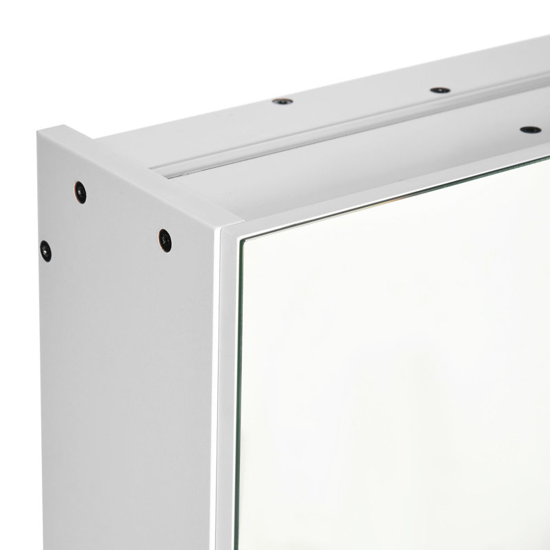 Kleankin LED Medicine Cabinet, 35.5 X 29.5" Wall-Mounted Bathroom Vanity Mirror Organizer With Dimmer Touch Switch, Three Doors, And USB Charged, White