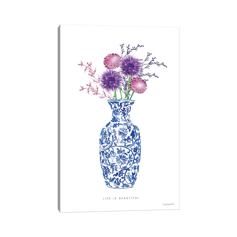 Chinoiserie Style II by Mercedes Lopez Charro - Painting on Canvas, Wrapped Canvas, 20.32 cm H x 30.48 cm W