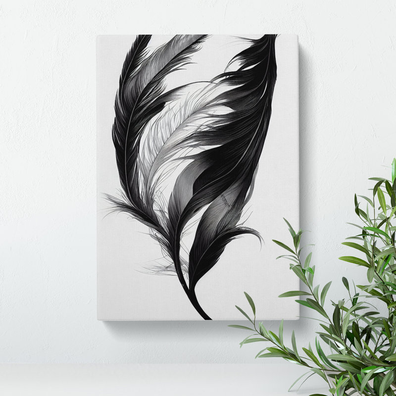 Wistful Feather - Wall Art, 76cm H x 50cm W, Wrapped Canvas