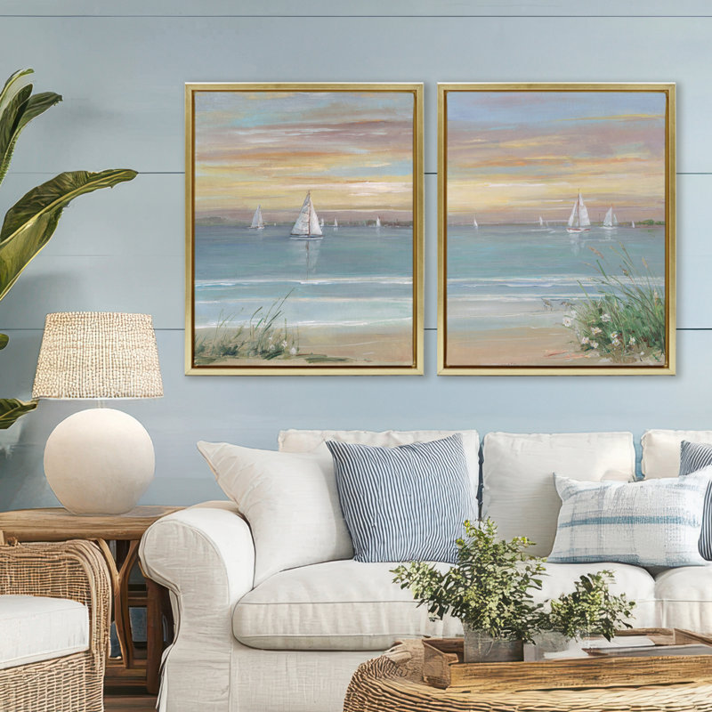 Ensemble de cadre flottant 2 pièces Summer Shore Panorama, design par Sally Swatland, H 31 po x l 25 po