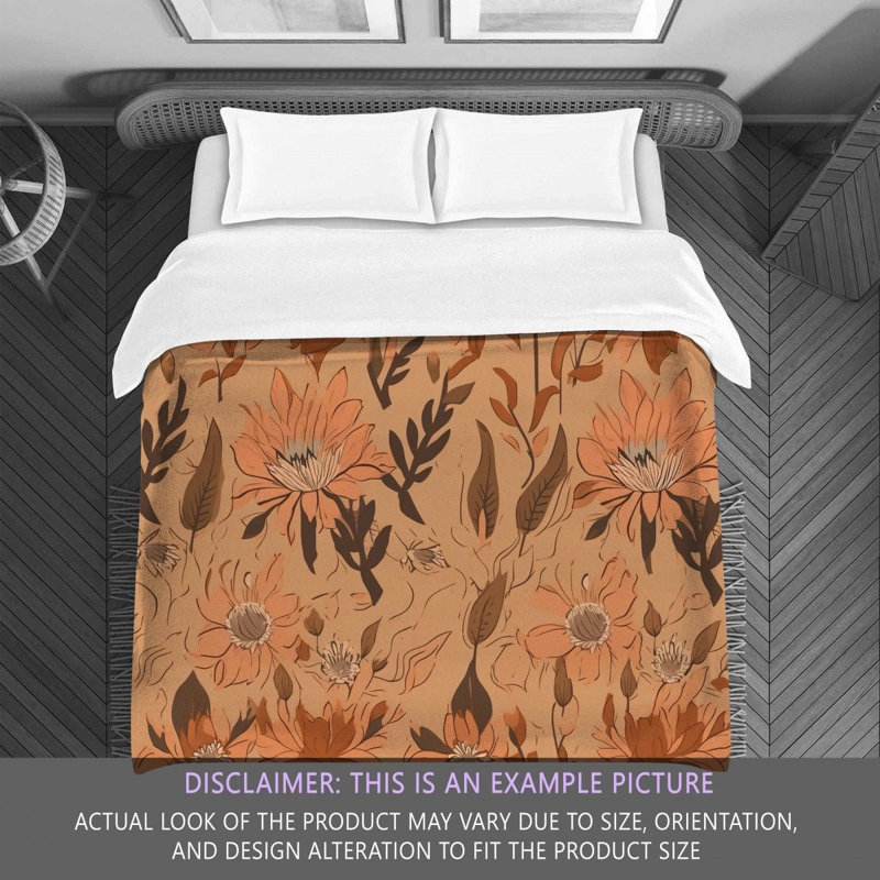 Floral Brown/Orange Microfiber Comforter, Twin Comforter