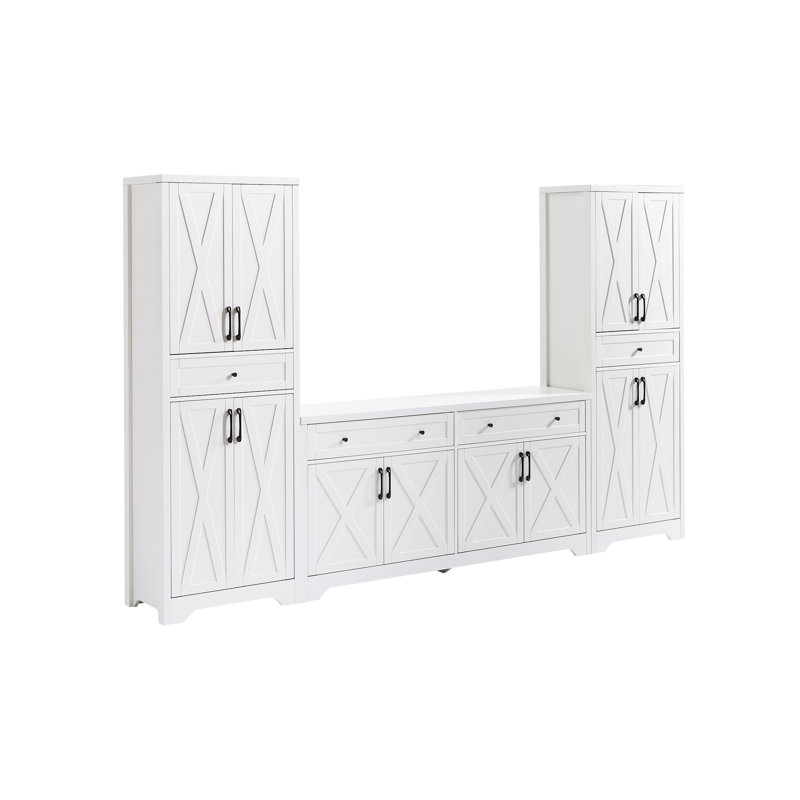Buffet de 68 po de hauteur pour espace de vie, unité de rangement multifonctionnelle, blanc, chambre à coucher, bureau, console de 66 po, L 23,7 po x l 15,0 po H buffet blanc de pièce de 68 po de hauteur, l 23,7 po de largeur et 15 po de hauteur