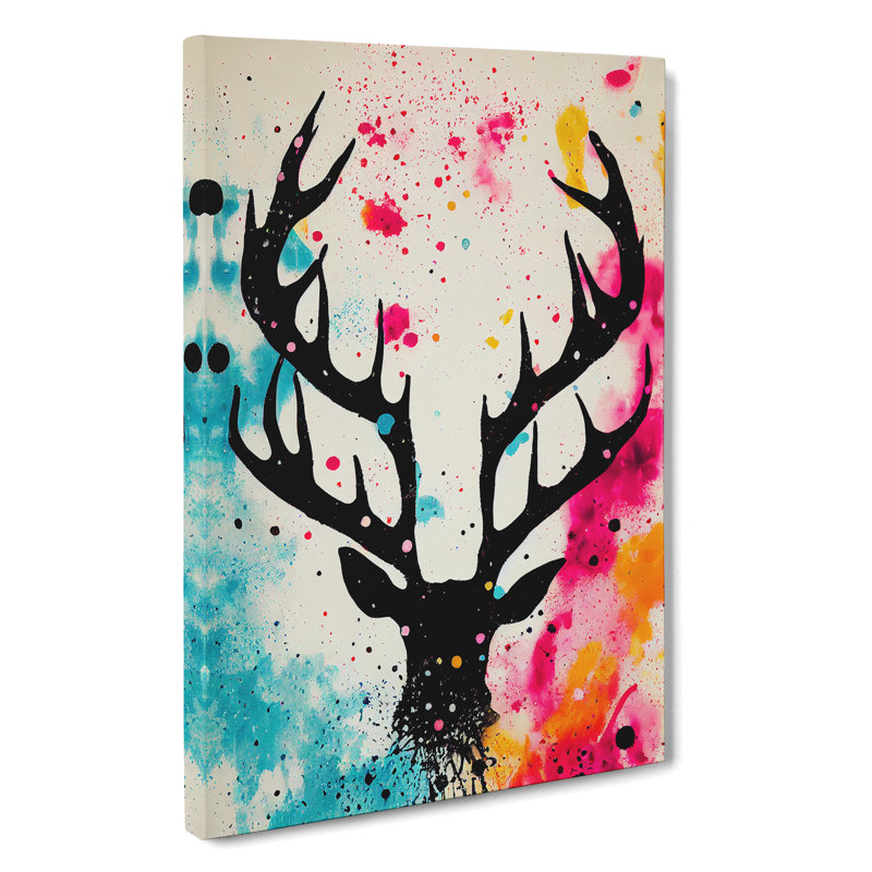 XC1022-4171X Stag Painted No.4 - Wrapped Canvas Print, 50cm H x 35cm W x 3cm D