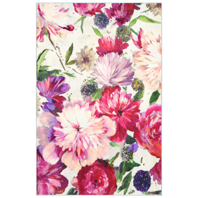 Amoroso B, Hand Washable Flowers Art Area Rug, power-loomed, 100% polyester, 2mm pile, non-slipping back.