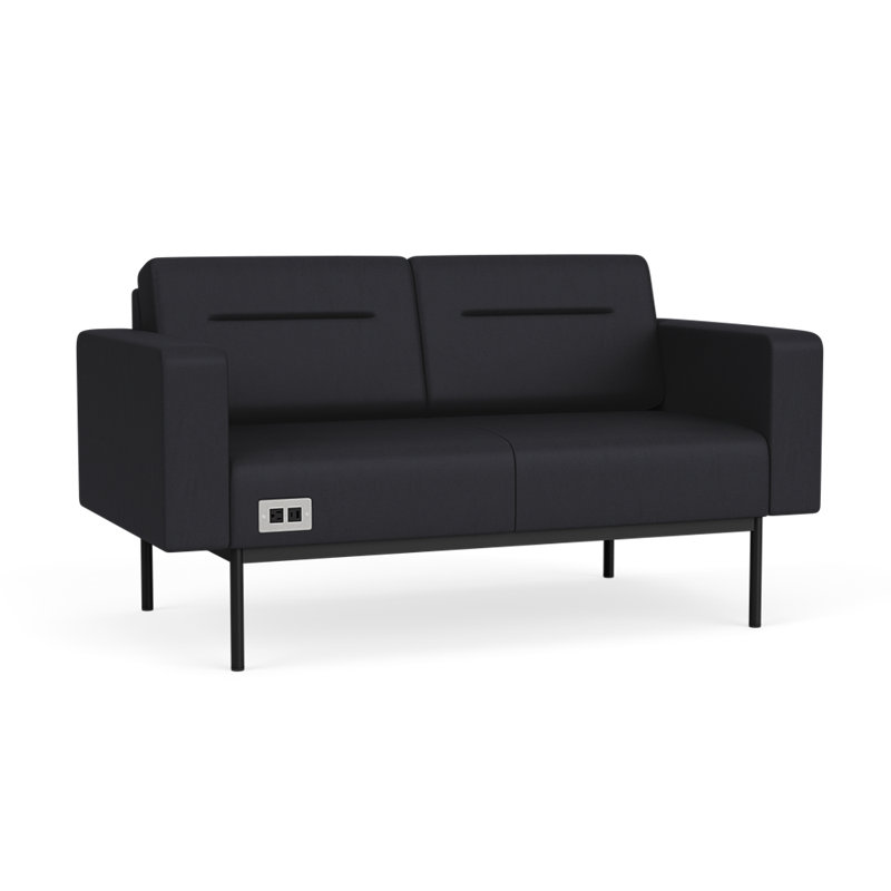 Causeuse de réception Darsey, Avec alimentation, Noir, Noir Patriot Plus