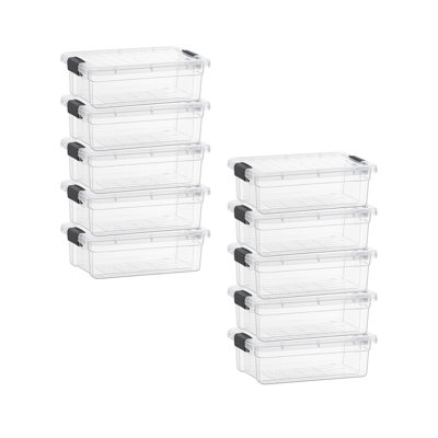Superio Clear Storage Box With Lid, 2.3 Quart Plastic Container Bins For Organizing, Stackable Crates, Bpa Free, Non Toxic, Odour Free, Organizers For Home, Office, School, And Dorm, 10 Pack