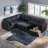 111" L-Shaped Modular Sofa Bed With Pull-Out Sleeper & Deep Storage Chaise - Velvet Black - 2800 Lbs Capacity - Easy Assembly