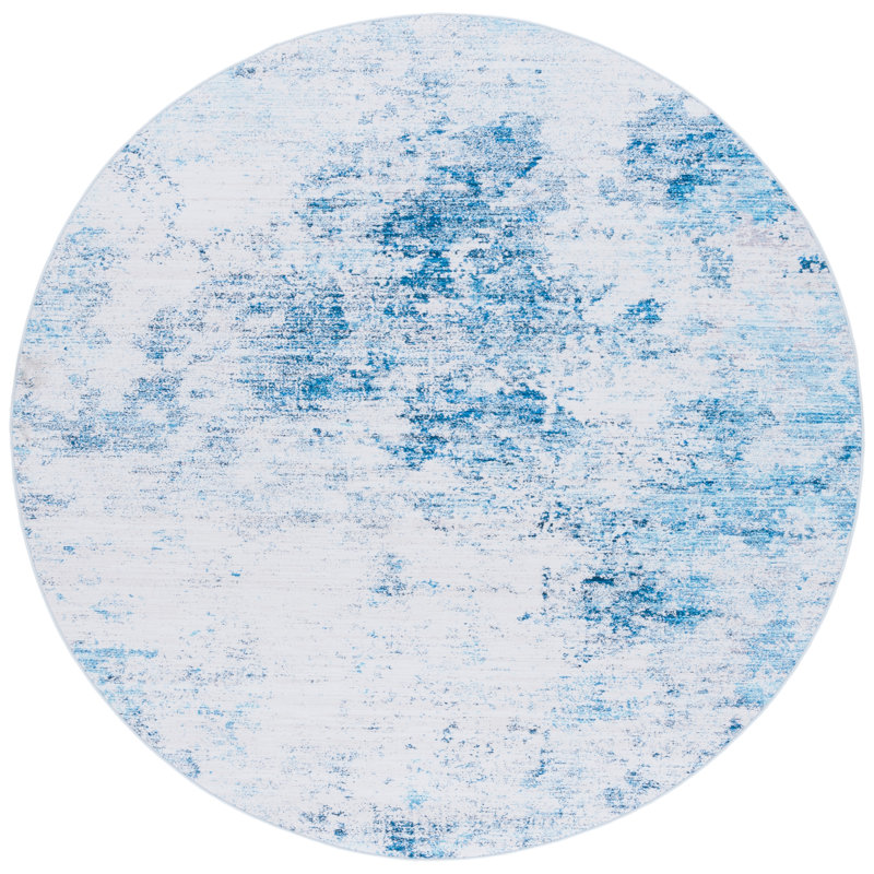 Zayd Performance Machine Washable Abstract Rug, Round 6'