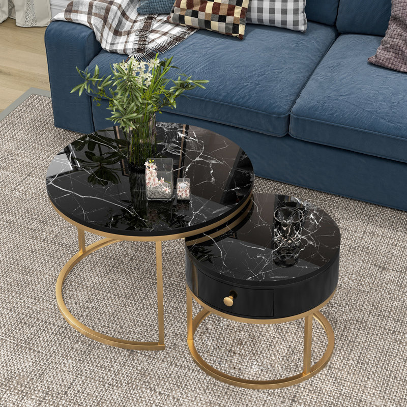 Anglina Coffee Table with Storage, Black, 48" H x  70" W x 70" D