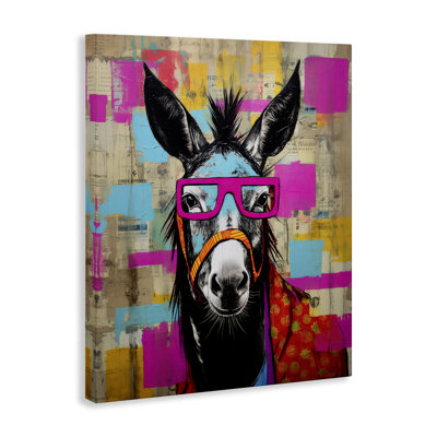 «Quirky Spectacle Donkey», art mural sur toile par LSR Design Studio