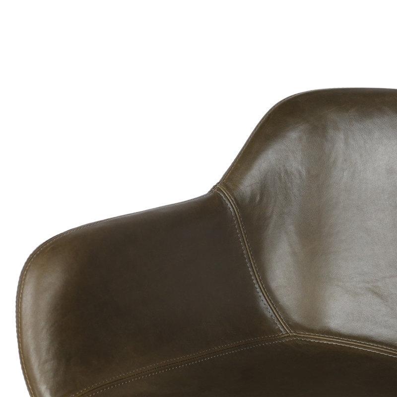 Hannah Swivel Stool, Bar Stool (30.5" Seat Height), Amber Ash, Dulane Moss/Genuine Leather