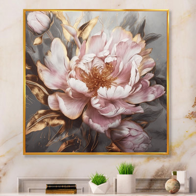Pink Gold Peonies Petals