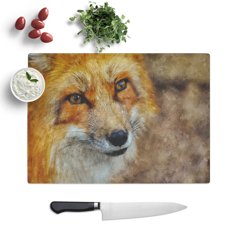 Red Fox Vol.1 Painting Chopping Board, 0.4cm H x 28.5cm W x 39cm L