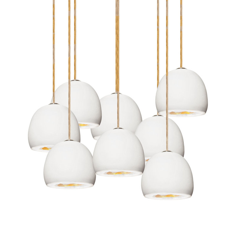 8 - Light Crystal Chandelier, 36" H x 24" W x 24" D, Brass, White/Brass