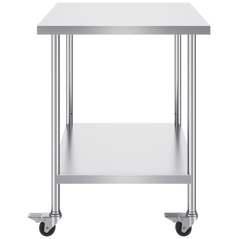Stainless Steel Adjustable Height Work Table with Wheels