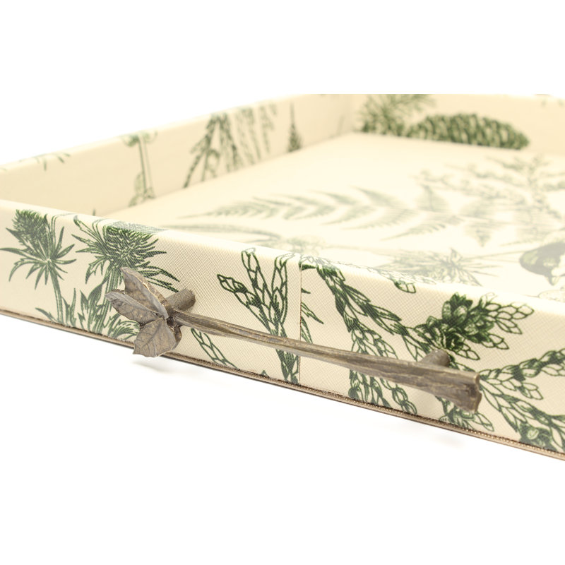 Beige Floral 16" Square Serving Tray