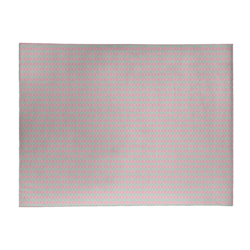 Tapis bleu à rayures losanges, Tapis de couloir 2 pi 6 po x 8 pi