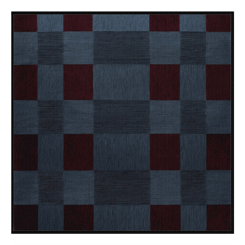 Tapis gris à carreaux lavable à la machine, Carré 8 pi