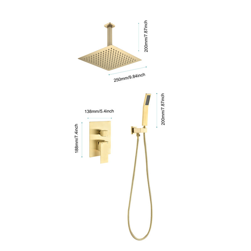 All-In-One Kit with Rough in-Valve, Brushed Gold