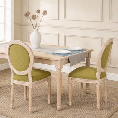 Ensemble de 2 chaises rembourrées à dossier rond French Country, pour le salon, la cuisine et le restaurant