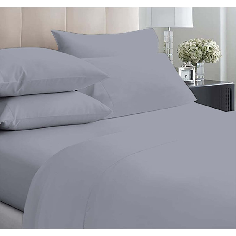 6-Piece Premium Deep Pockets Microfiber Sheet Set, California King, Light Gray