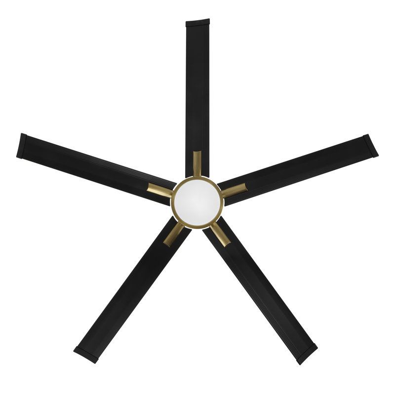 60 In. 5 Aluminium Blades Indoor Led Ceiling Fan With Remote, Smart ceiling fan, Gold With Black Blades