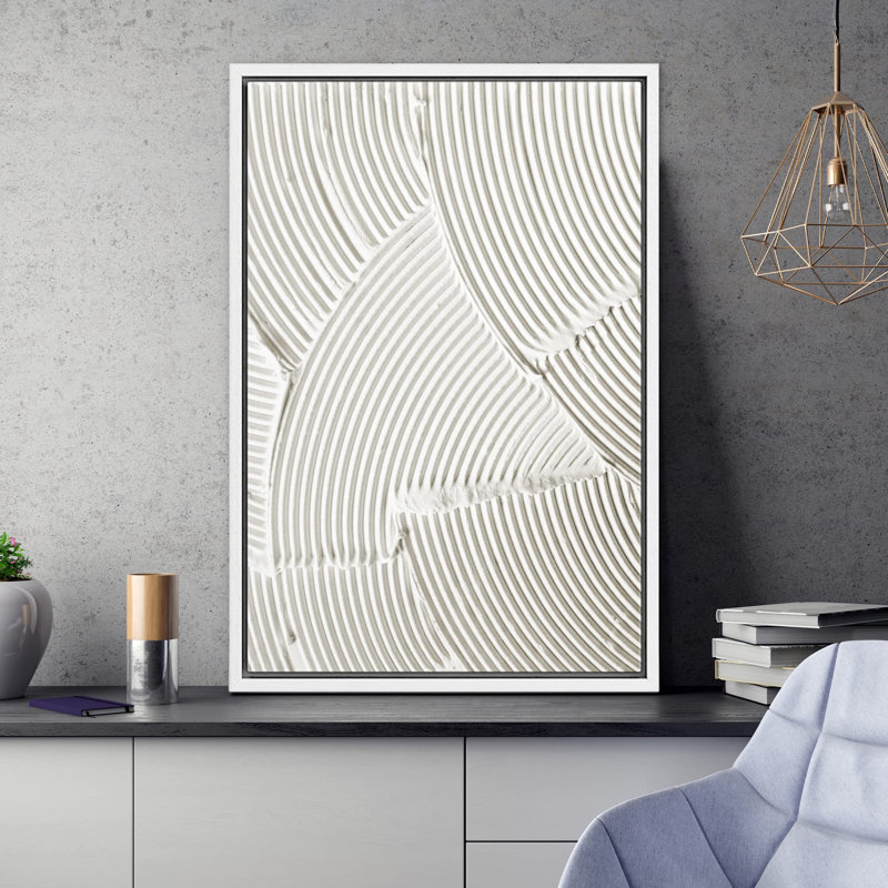 Geometric Line " No Texture - Wall Art, White Pastel Abstract Modern Wall Decor, Minimalist Neutral Artwork, - Giclee Canvas Digital Print "