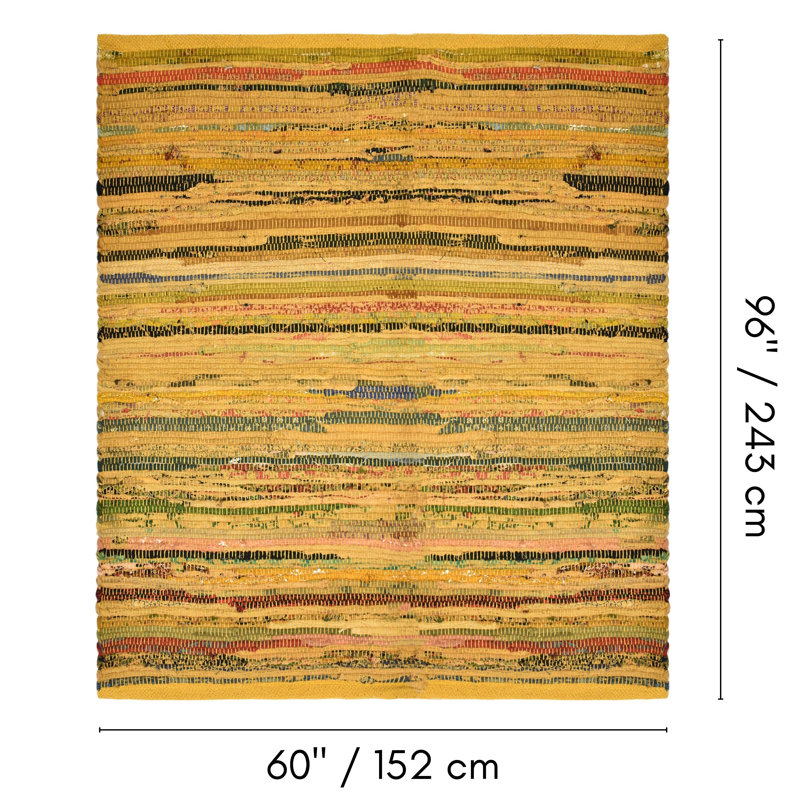 Tapis jaune en coton Stephoe, Rectangle 5 pi x 8 pi
