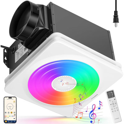 240 CFM Smart Bathroom Exhaust Fan with Humidity Sensor, RGB Lights & Speaker