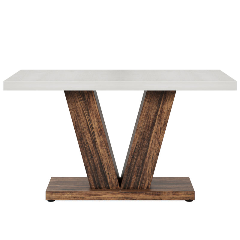 Table de salle à manger de 47 po pour 4-6 personnes - Table de cuisine et de salle à manger avec base piédestal robuste