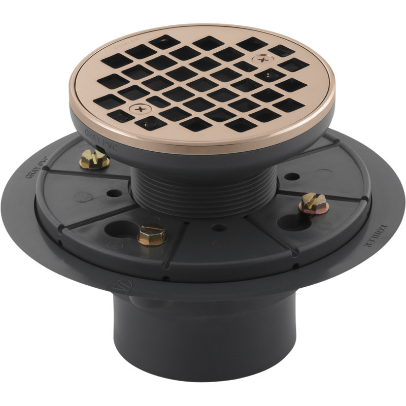 Round Design 3" Grid Shower Drain, Vibrant Rose Gold