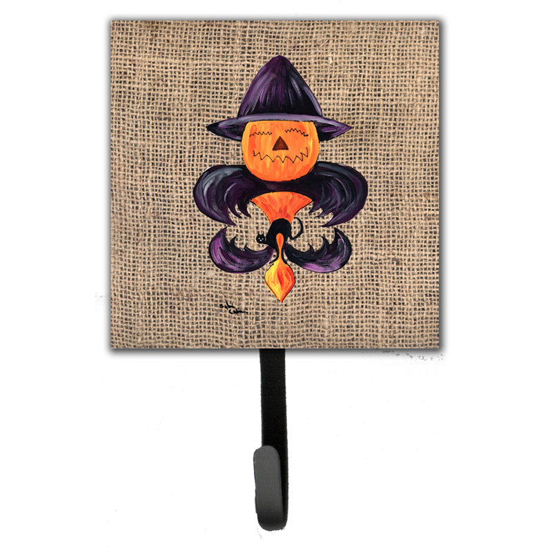 Porte-laisse fleur de lis et crochet mural halloween citrouille bat