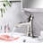 Modern Bathroom Sink Faucet, Brushed Nickel Waterfall, Pop Up Drain, Smooth Water Stream Waterfall Effect, Single Hole With Long-Lasting