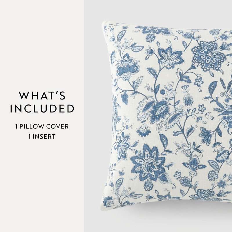 Rodanthe Cotton Decor Throw Pillow in Jacobean, Blue
