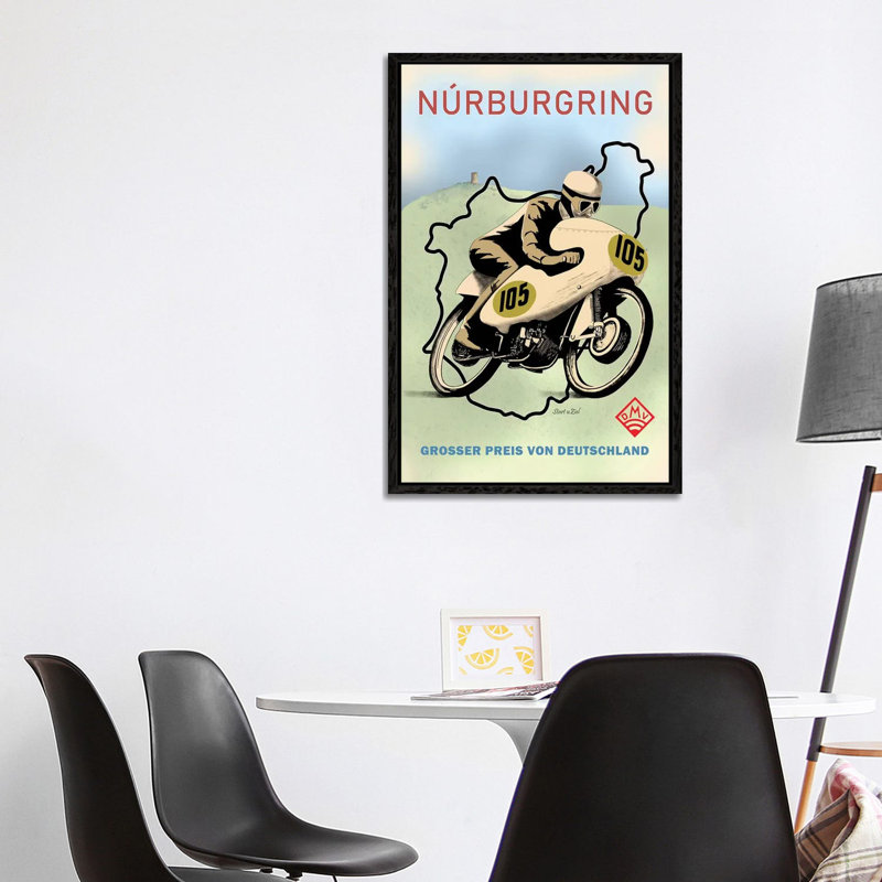 Nurburgring Motor Racing 1949 1 Piece Wall Art on Canvas, 101.6cm H x 66.04cm W x 3.81cm D, Black Framed