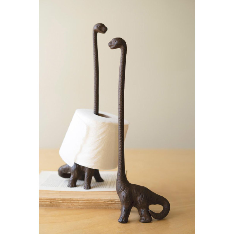  Porte-papier essuie-tout dinosaure en fonte H 14 po - brun