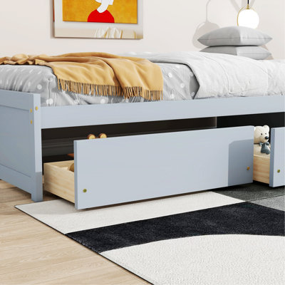 Structure de lit de style moderne, lit en bois avec deux tiroirs spacieux