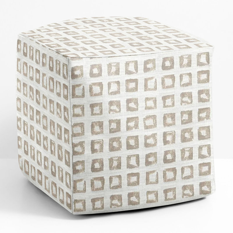 Upholstered Outdoor Ottoman, Tan